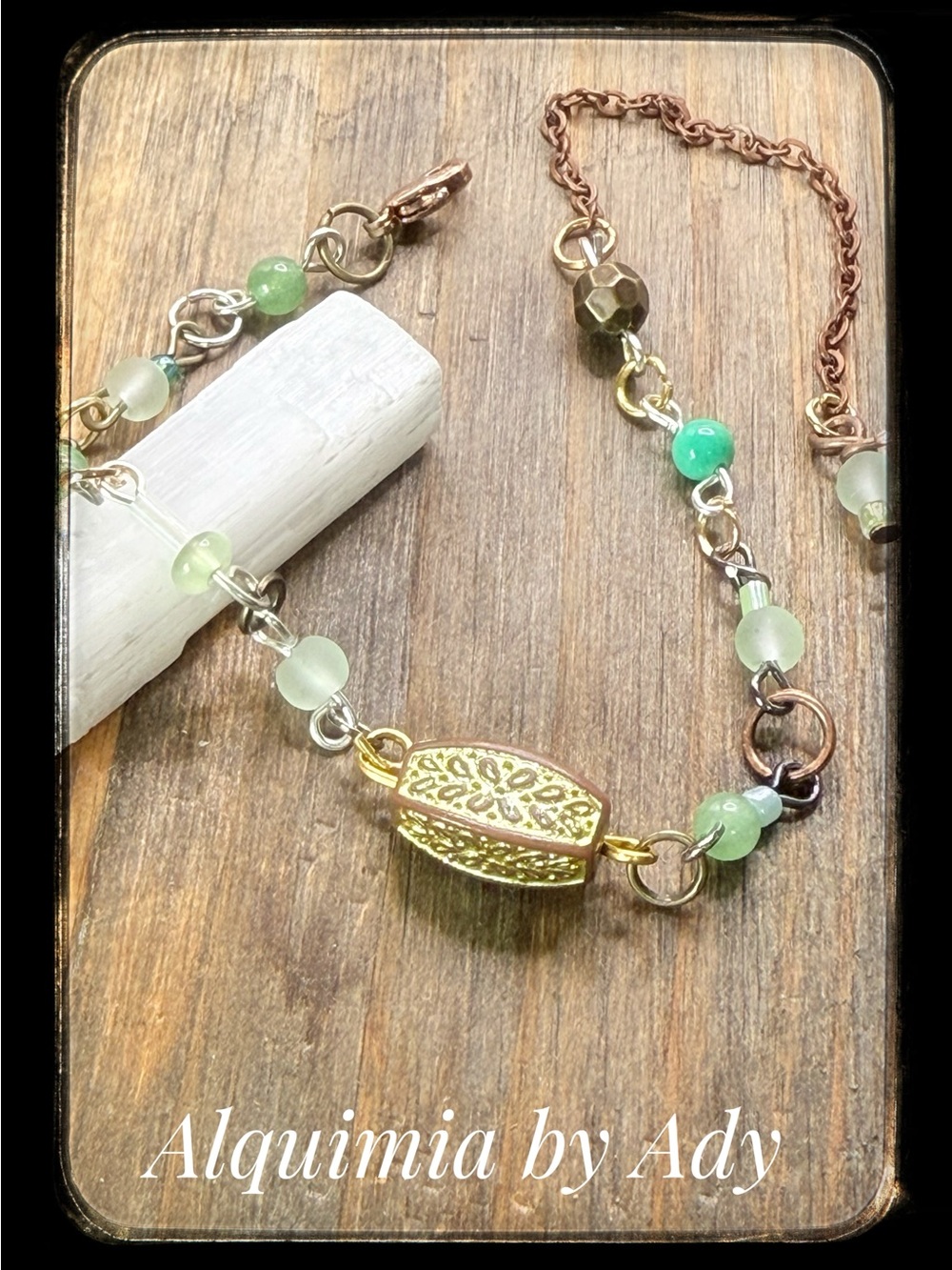 Vintage +Green Turquoise aventurine dainty bracelet